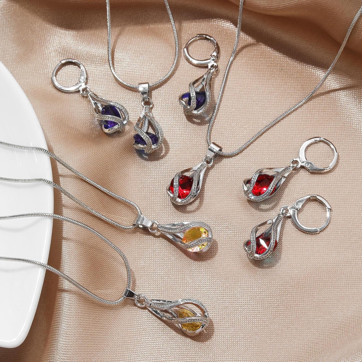 Silver Jewelry Sets for Women Rhinestone