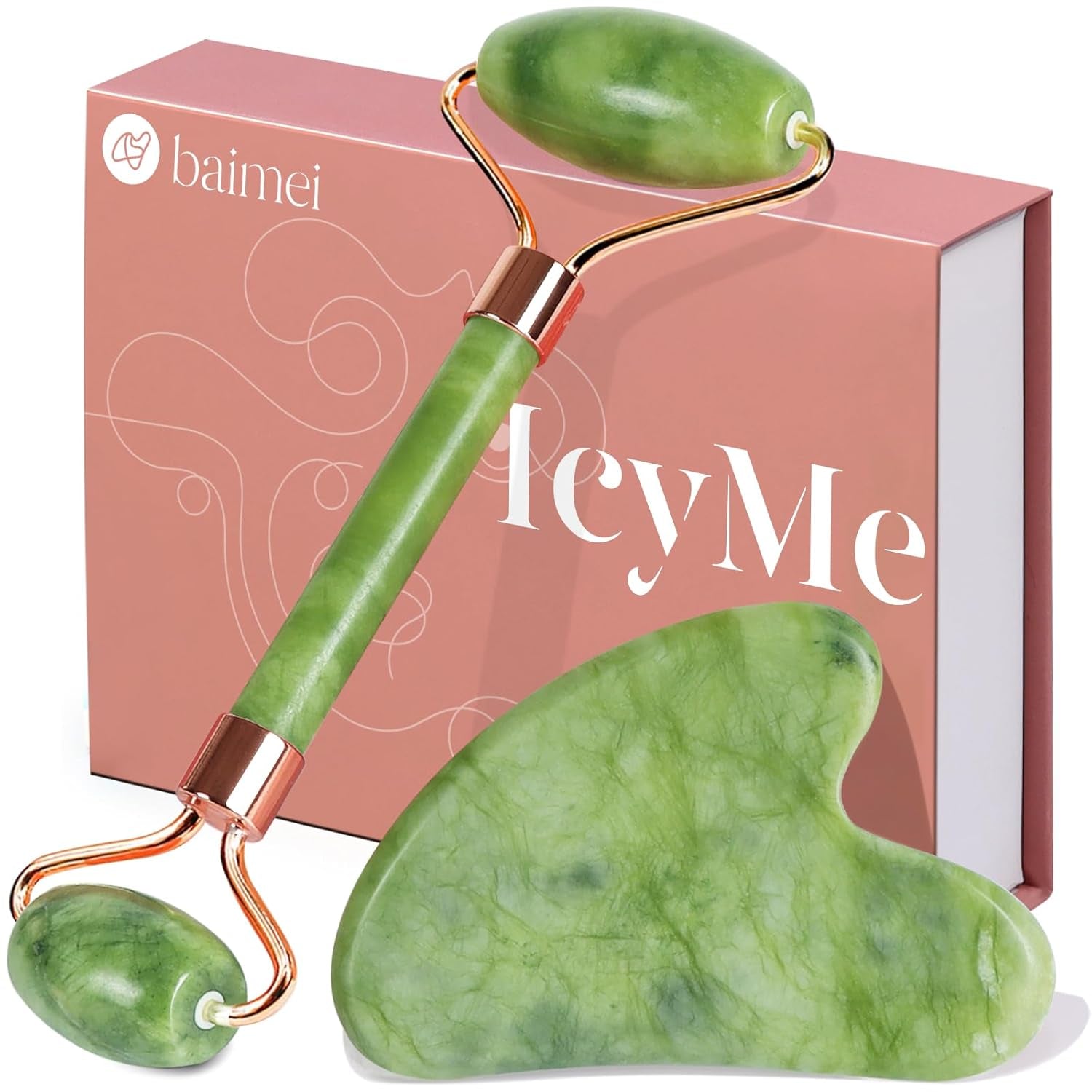 Icyme Gua Sha & Jade Roller Facial Tools Face Roller