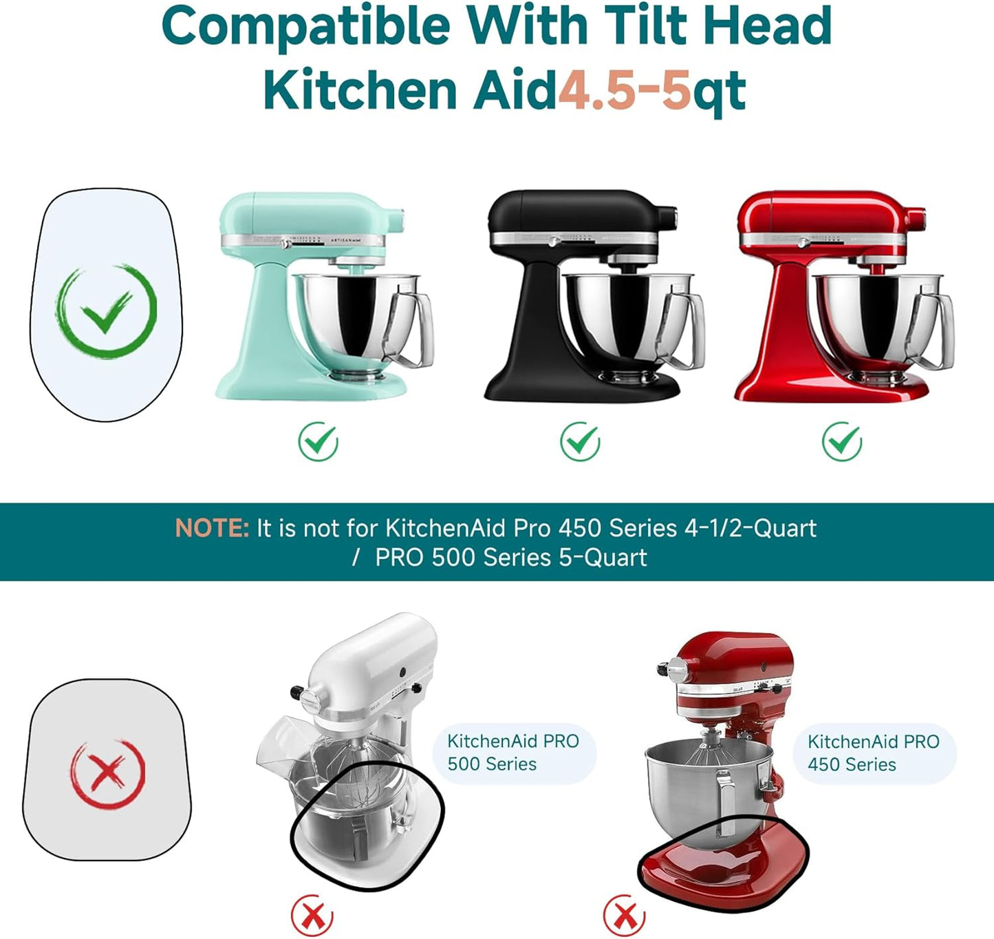 Sliding Mat for Kitchen Aid 4.5-5 Qt Stand Mixer with 1Pc Gourmet Bowl Scraper and 2Pcs Cord Organizer for Kitchen Appliance Slider (4.5-5 Qt 1Pc Silicone Dough Scraper and 2X Cord Organizer, Natural)