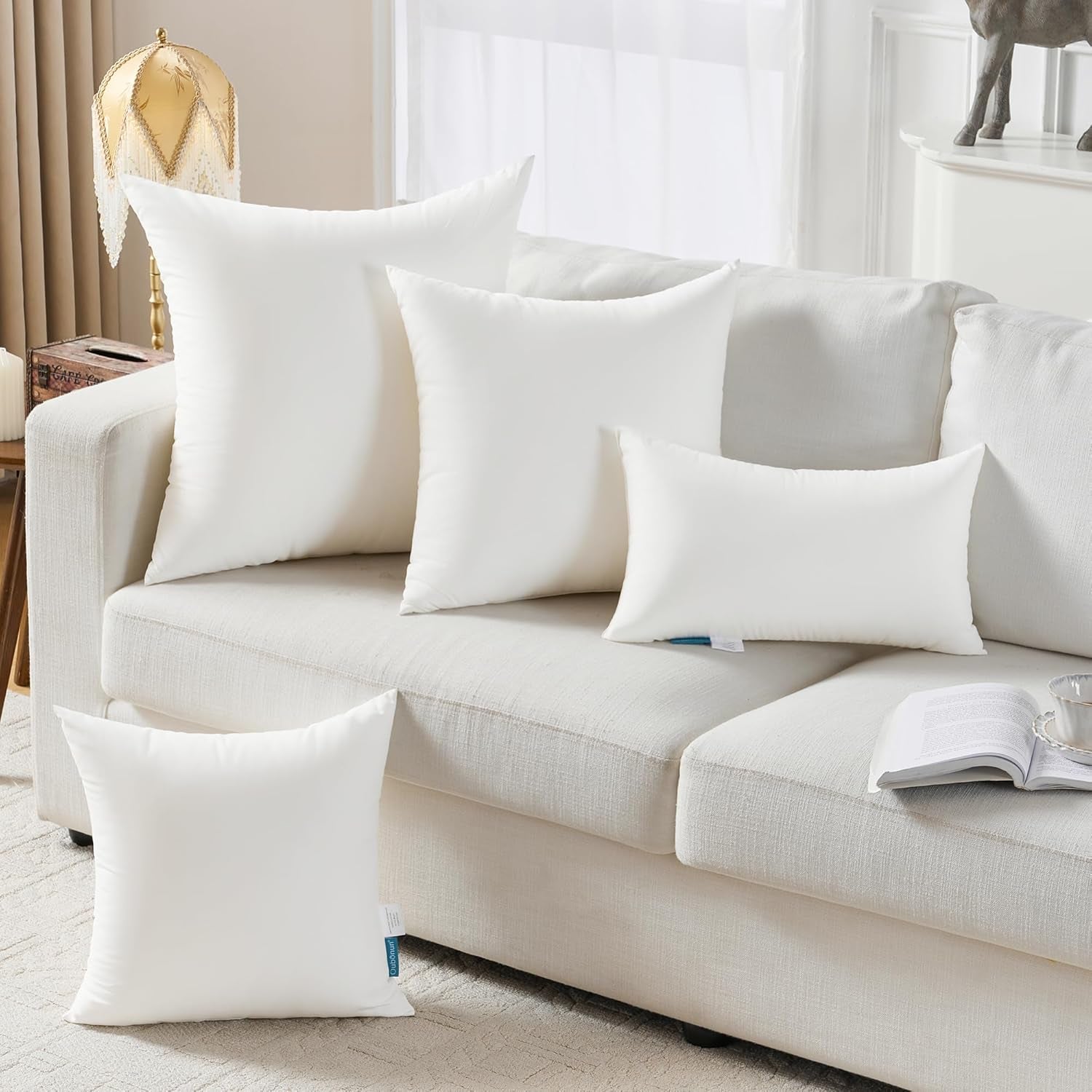 18X18 Waterproof Outdoor Pillow Inserts – Set of 2 Soft & Fluffy, Water Resistant Throw Pillows for Patio, Garden, Porch, or Indoor Decorative