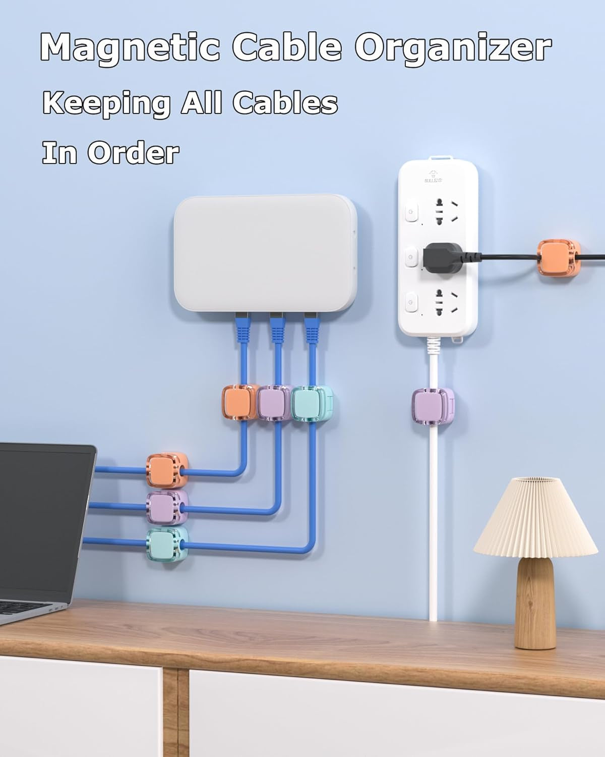 Magnetic Cable Clips, Adjustable Cord Holder