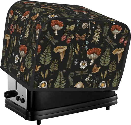 Vintage Witch Leaves Plant Mushroom 2 Slice Toaster Cover, Waterproof Toaster Dust Cover Bread Maker Protective for Small Kitchen Appliance Dining Room Home Table Decor Gifts